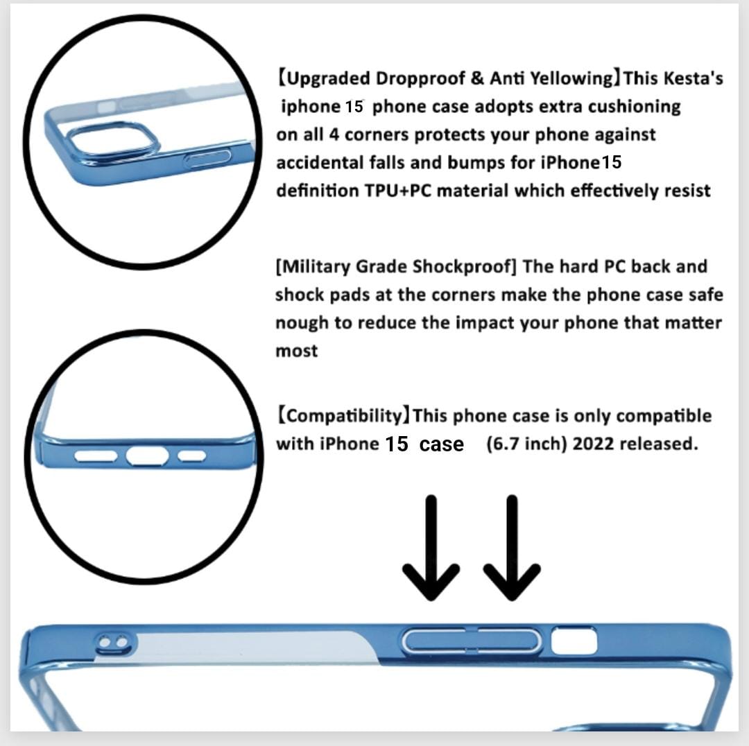 iPhone 15 Plus Cover - Noble Sierra Blue Transparent Case (Powerfull Support In Case Of Irrelevent Drops)